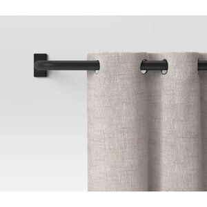 Threshold Black Rectangular End Expandable Metal Curtain Rod 36" to 66" Lengths